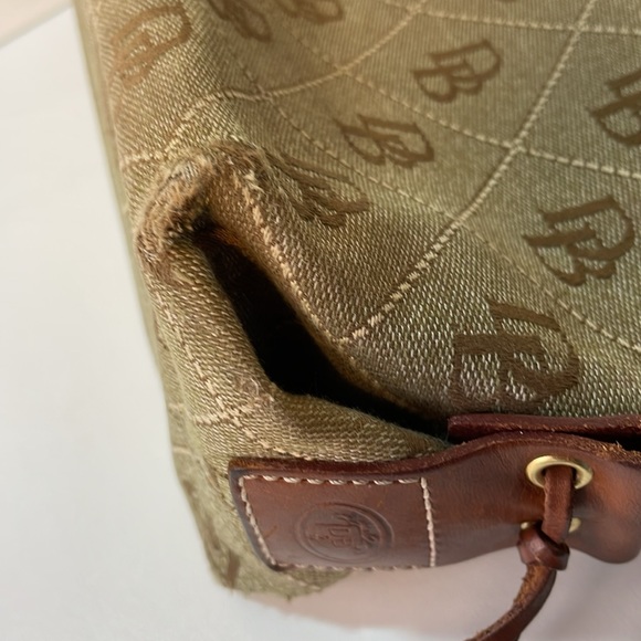 Vintage Dooney & Bourke Brown Leather & Tan Canvas Signature Logo Shoulder Bag - Picture 10 of 14